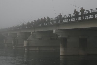 Russians fishing from the bridge