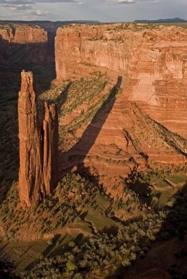 Spider Rock's sunset shadow in Canyon de Chelly