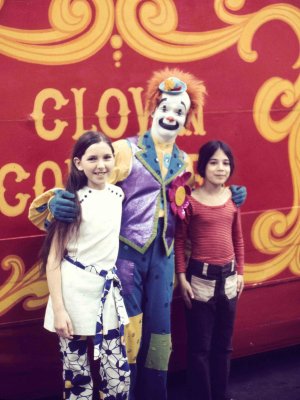 Moira and friend with Keith the Clown