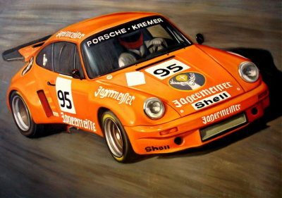 1974 Porsche 911 RSR - Canvas Size 36x24 - Signed by the artist Gary Chui