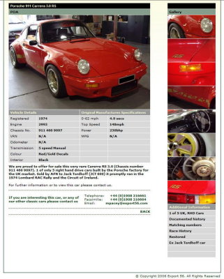 1974 Porsche 911 RS sn 911.460.9097 - Photo 2