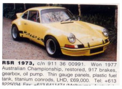 1973 Porsche 911 RSR 2.8 Liter -  s/n 911.360.0991 - Photo 4