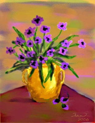 Brass Vase w/FlowersWk1, Ex1/1