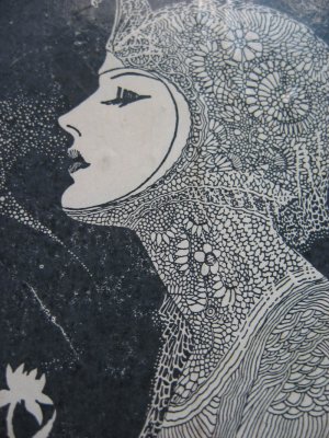 headress woman rubber stamp.