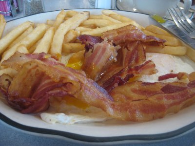 eggs bacon and french fries