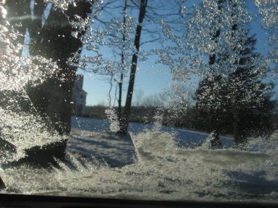 through the windshield.