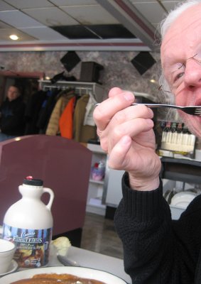 vince succumbs to the pancakes