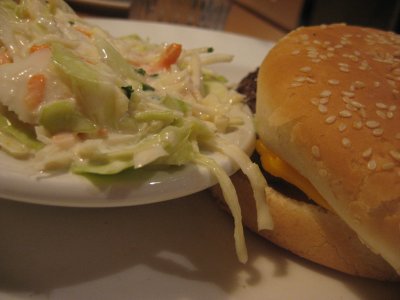 cheeseburger with cole slaw