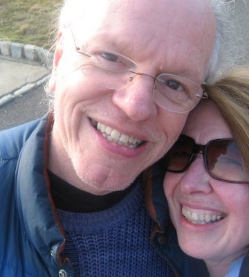 sue and vince on a walk