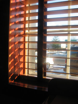 light through the diner blinds