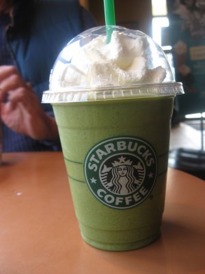 big green tea thing with whipped cream on top!