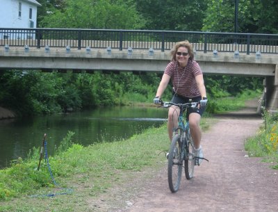 bicyclist on towpath