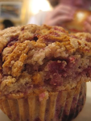 raspberry oat bran muffin