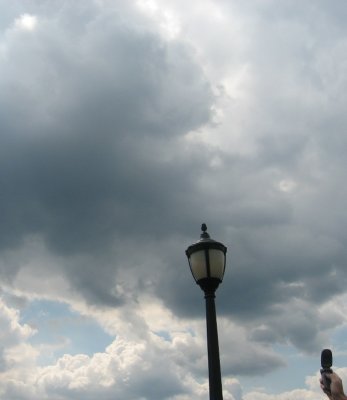 vince takes picture of lamp post and sky