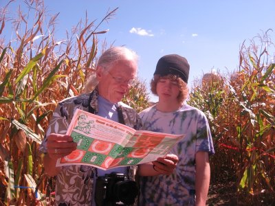 vince and wes at the corn maze