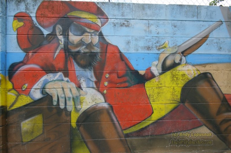 Wall mural at Ballast Point Pier in Tampa, Florida