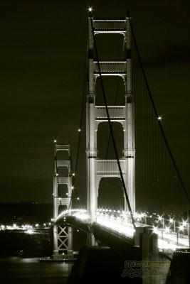 Black & White of the Golden Gate Bridge at night