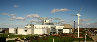 Great Lakes Science Center as seen from Cleveland Browns Stadium