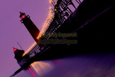 Grand Haven Lighthouse at night