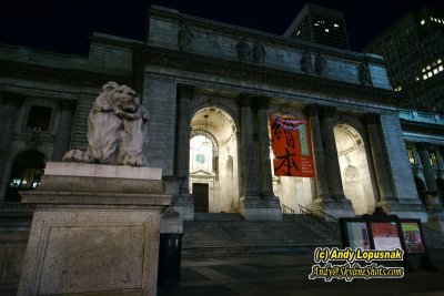 New York Public Library at night