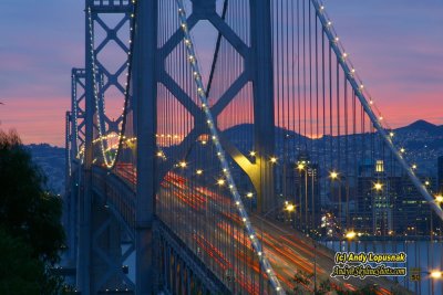 San Francisco's Bay Bridge at dusk