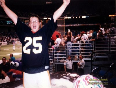 Me at a 1996 Tampa Bay Storm game in the hot tub