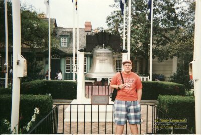 Me at Disney World in front of replica Liberty Bell (1995)