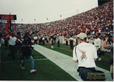 Buccaneers head coach Tony Dungy going off the field after a Tampa Bay victory