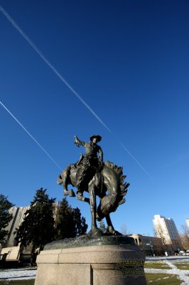 Bucking Bronco sculpture 