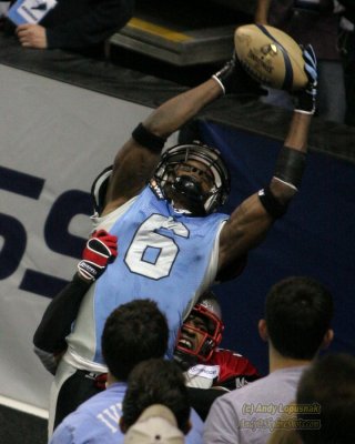 Kansas City Brigade WR Ira Gooch catches a touchdown