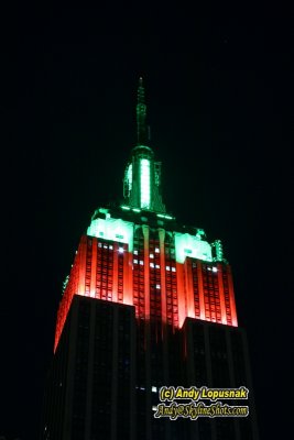 Empire State Building at Christmas time at night