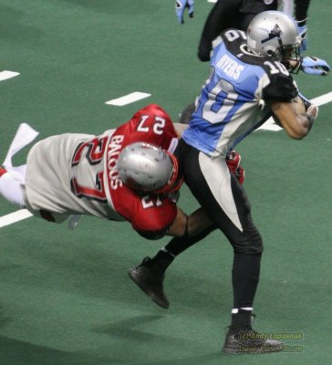 Grand Rapids Rampage LB Johnnie Balous making a tackle on special teams