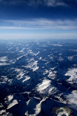 Aerial of mountians approaching Salt Lake City, UT