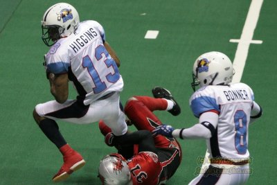 Grand Rapids Rampage DB Johnnie Harris makes the tackle