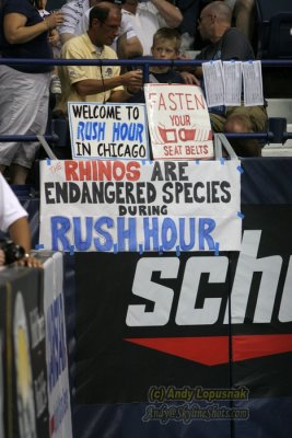 Signs at the Rampage-Rush game