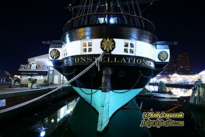 USS Constellation at Night