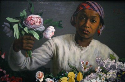 Young Woman with Peonies by Frdric Bazille