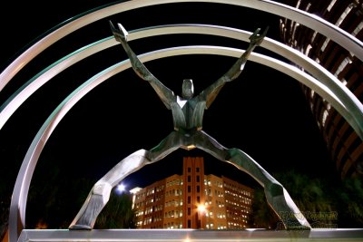 Freedom Sculpture - downtown Tampa at night