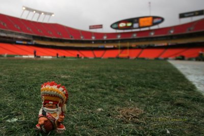 NFL Huddles: Kansas City Chiefs figure at Arrowhead Stadium in Kansas City, MO