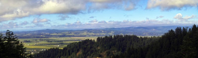 3 shot pano of Eel River Valley toward Eureka, CA