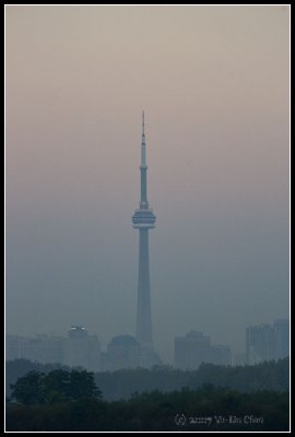 CN Tower in foggy morning