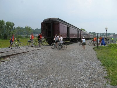 0638 loading bikes on the train for the next day