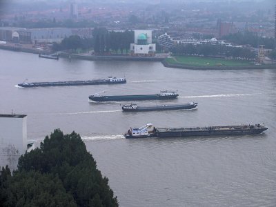 Passing barges