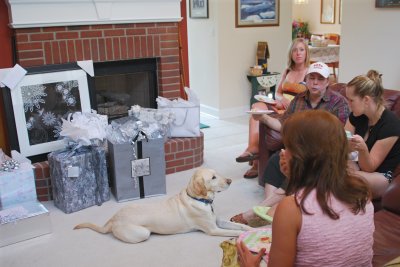 Gator guards the presents