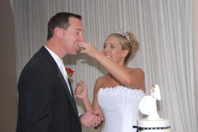 Laurel feeding Adam cake