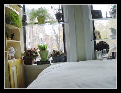 11-02 - Bedroom - window 2 by bed - view of retirement apartments - the exterior of St Elsewhere