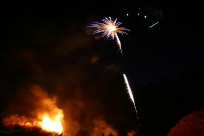 Fireworks start a brush fire