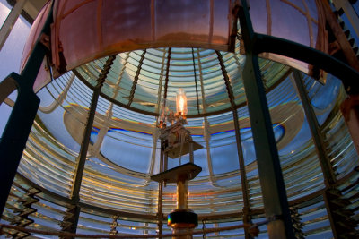 The bulb and lens of the Yaquina Head Lighthouse
