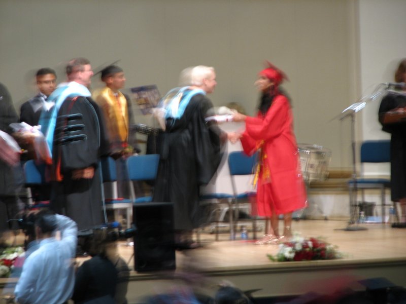 Christina receives diploma - bad picture!