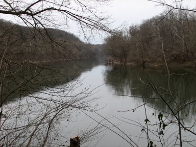 Bleak river scene in winter